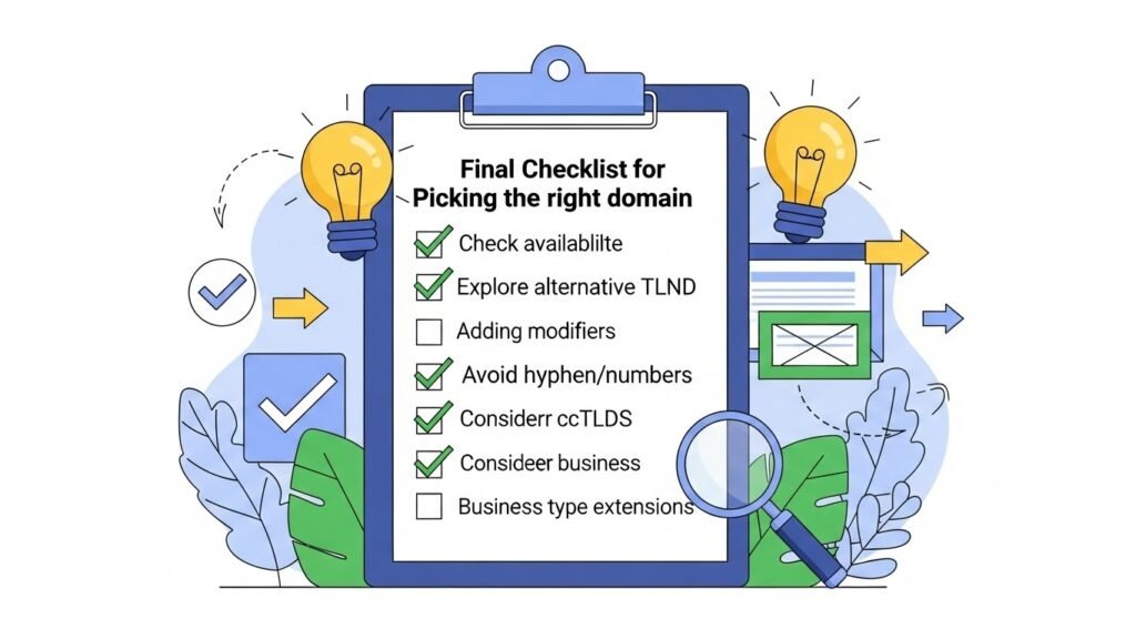 Why your .com domain is unavailable and what to do instead checklist for choosing domain